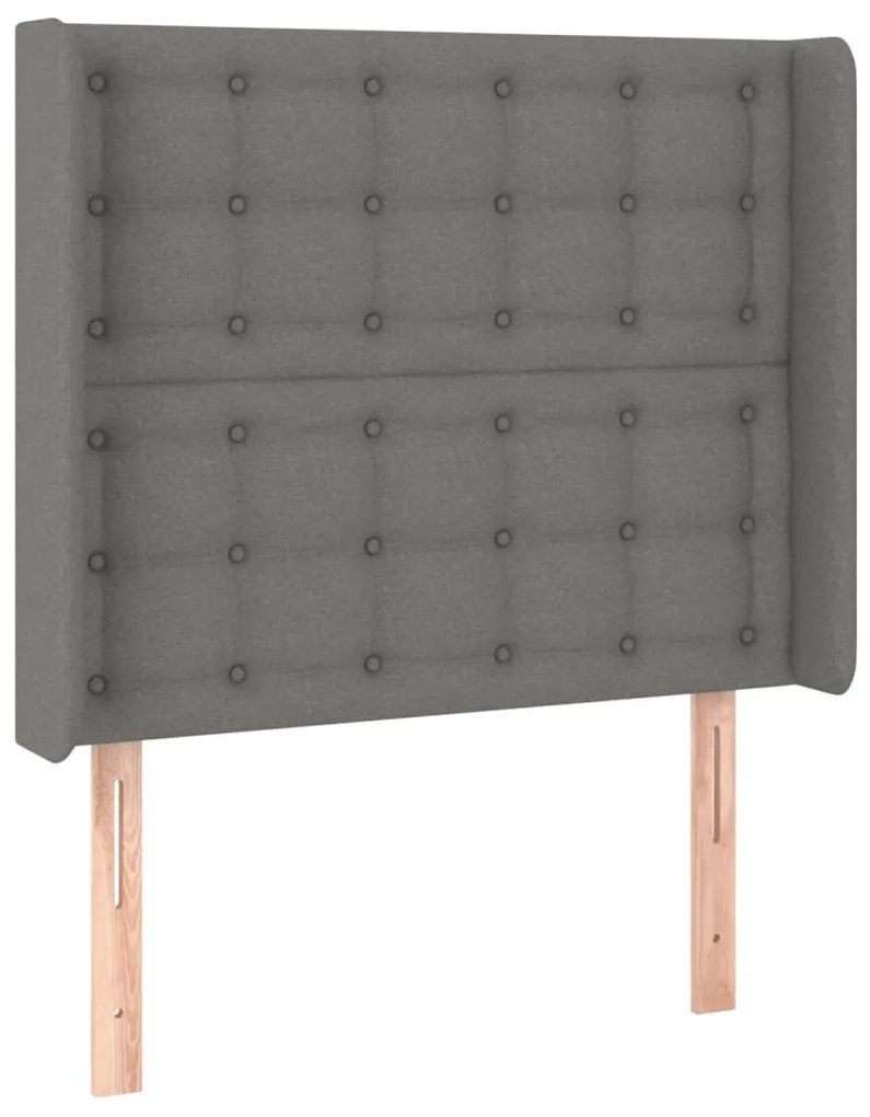 3119997 vidaXL Tăblie de pat cu aripioare gri închis 93x16x118/128 cm textil