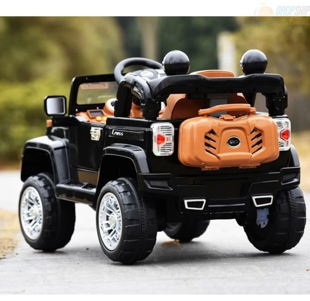 Masinuta Electrica cu acumulator pentru copii NOVOKIDS™ Safari SUV PRO, Cu telecomanda, Max 30 kg, Melodii si lumini, 12V, Negru