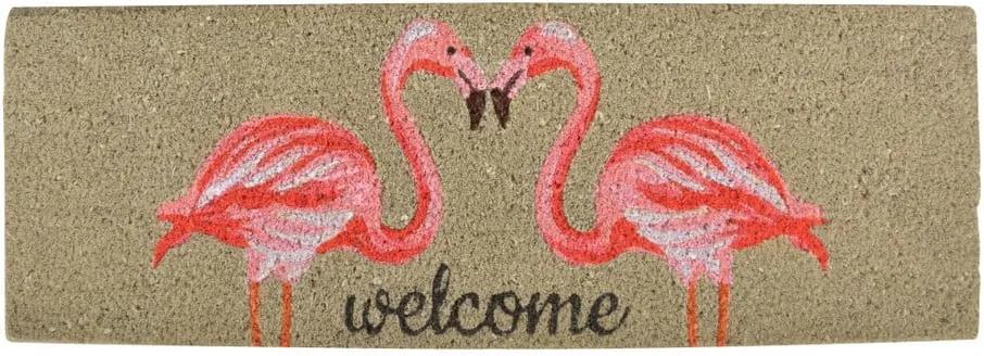 Covoraș intrare din fibre de cocos Esschert Design Flamingo , 25 x 75 cm
