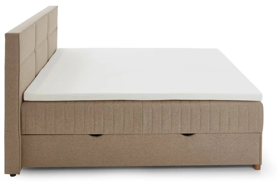 Pat boxspring bej cu spațiu de depozitare 160x200 cm Tambo – Meise Möbel