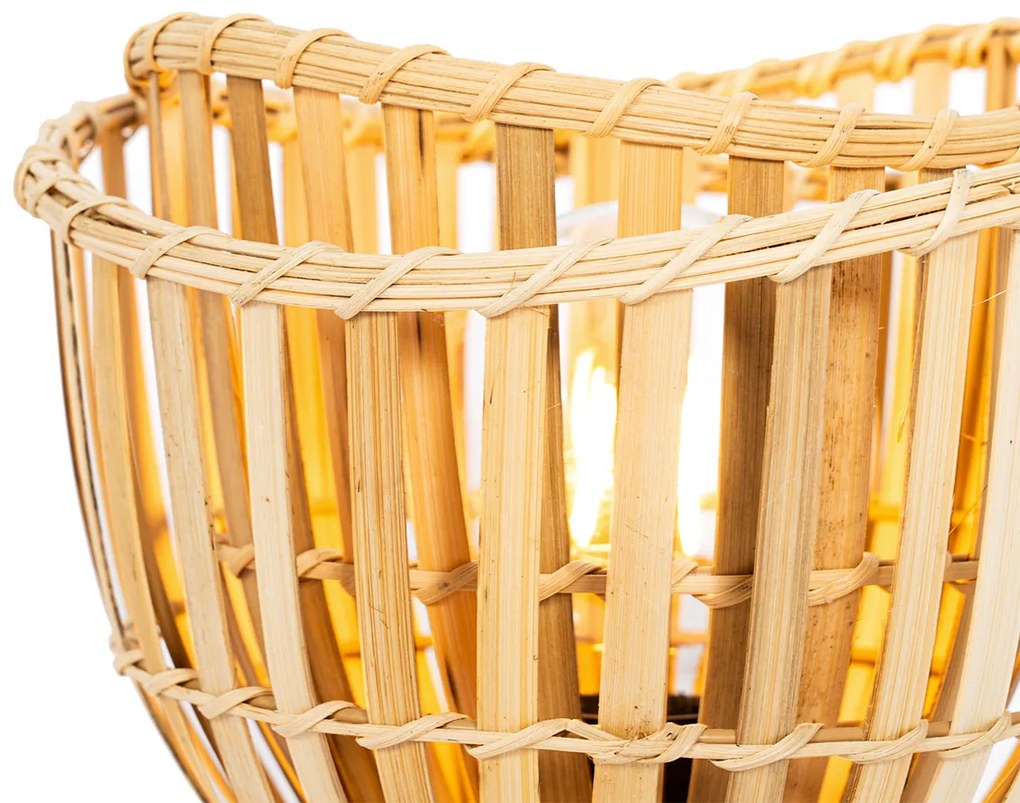 Lampă de masă orientală neagră cu bambus natural - Pua