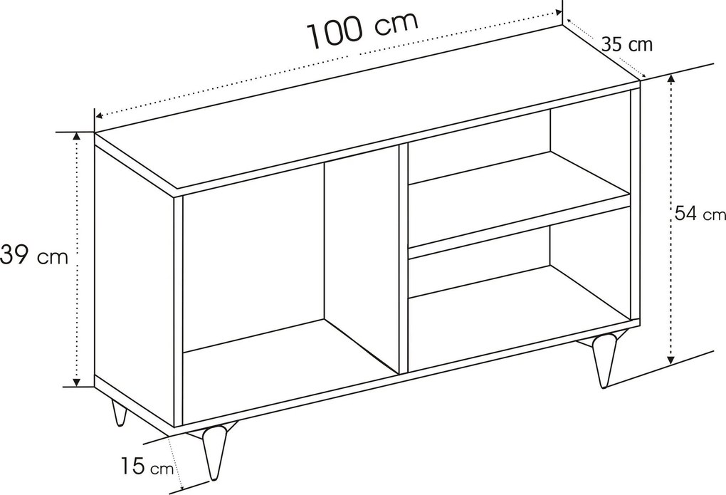 Comoda TV Zisino, Alb - Crem - Nuc - Gri, 100 x 54 x 35 cm