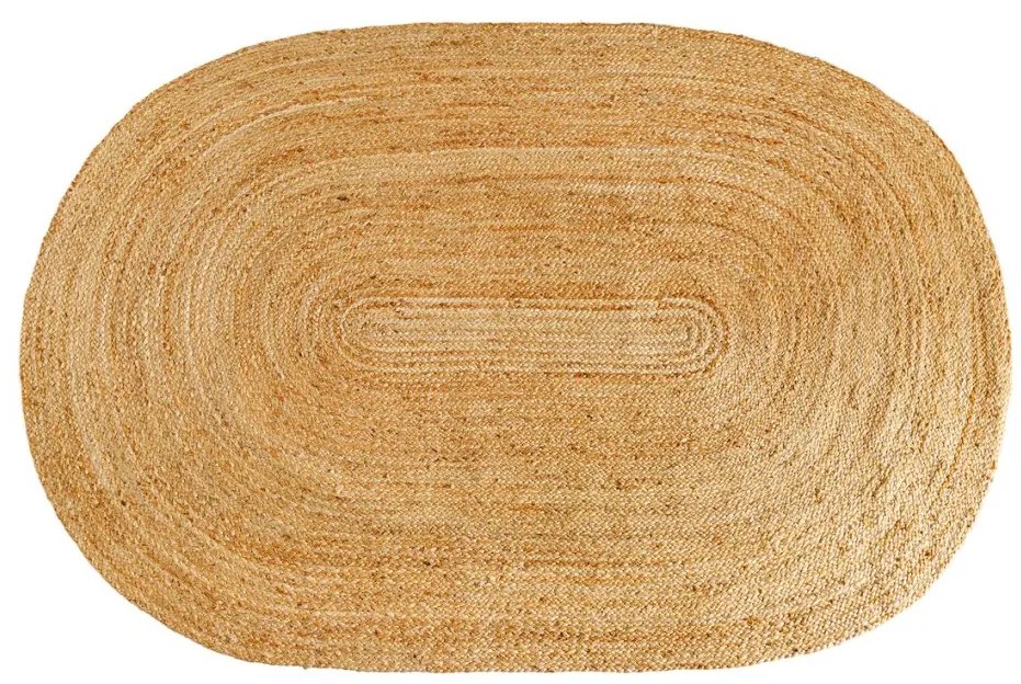 Covor oval din iuta, fabricat manual din fibra naturala, PURE NATURE 160x230cm