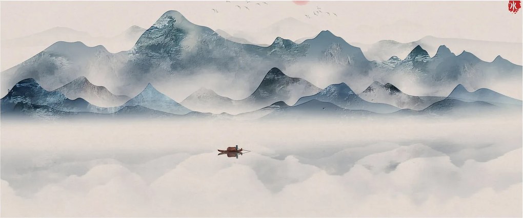 Tablou - Valea munților albaștri (120x50 cm)
