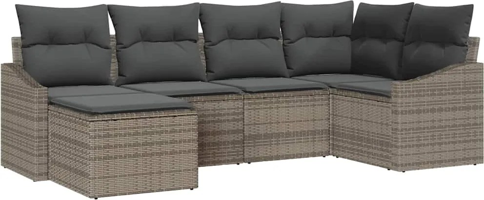 vidaXL Set de canapea cu pernă 6 pcs Gri poliratan