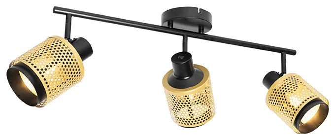Spotlight industrial negru cu auriu 3 lumini - Kayden