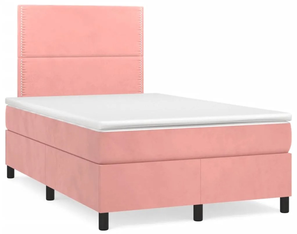vidaXL Pat box spring cu saltea, negru, 120x190 cm, catifea