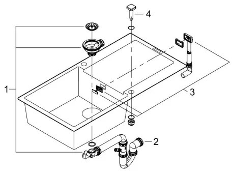 GROHE 31645AP0 - Chiuvetă K500 1000 × 500 mm piatră/negru