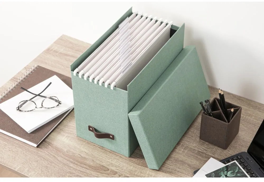 Organizator verde pentru documente din carton Johan Canvas Paper Laminate – Bigso
