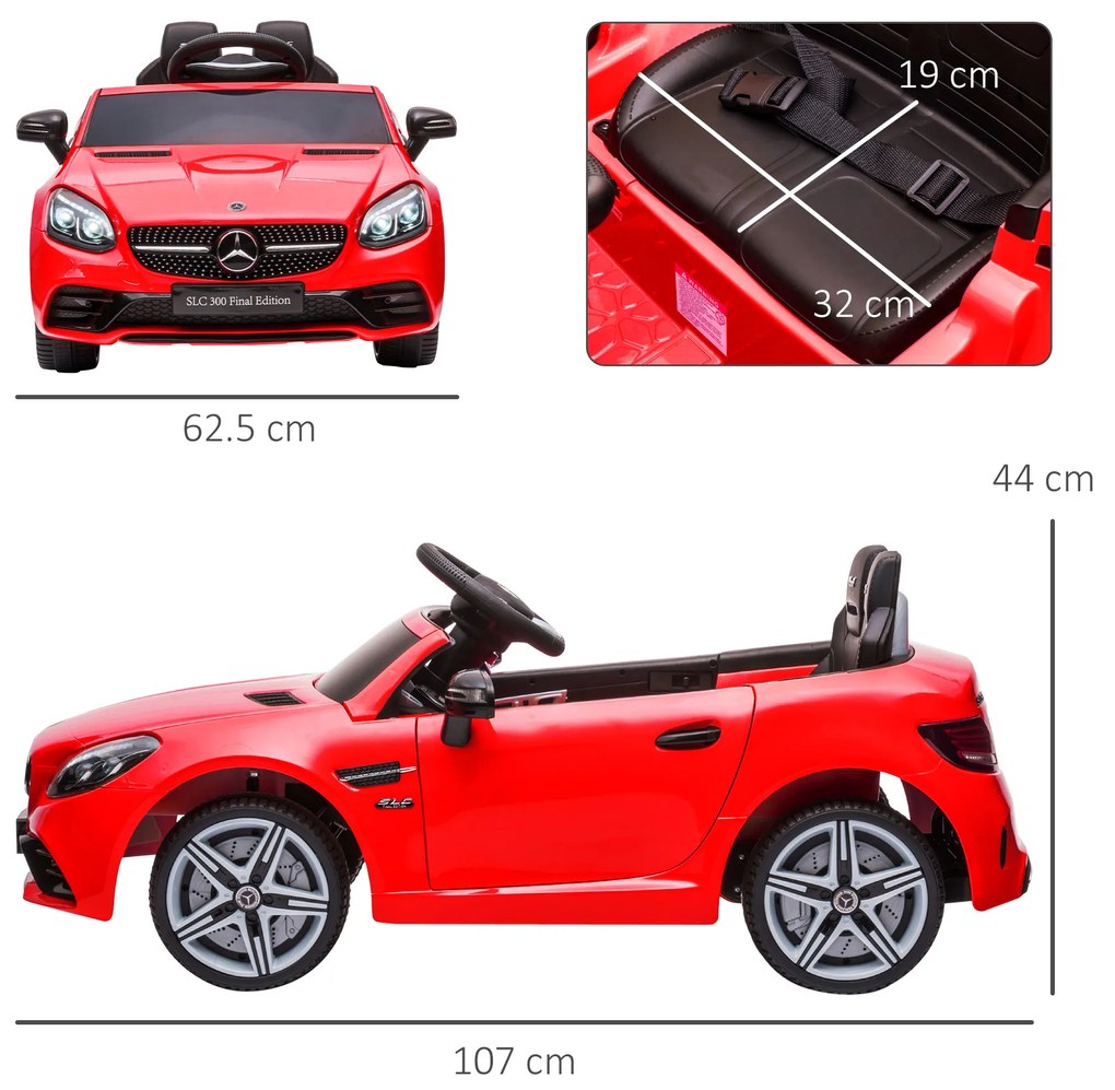 AIYAPLAY Mașină Electrică pentru Copii 3-6 Ani cu 2 Motoare, Telecomandă și Design Atrăgător, Dimensiuni 107x62,5x44 cm, Roșu | Aosom România