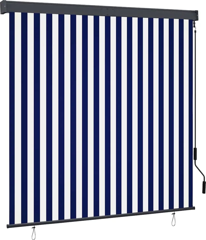 vidaXL Jaluzea tip rulou de exterior, albastru și alb, 160 x 250 cm