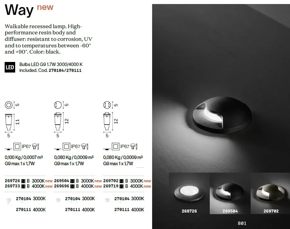 Mini Spot LED incastrabil pamant iluminat exterior IP67 WAY TWO SIDES 3000K