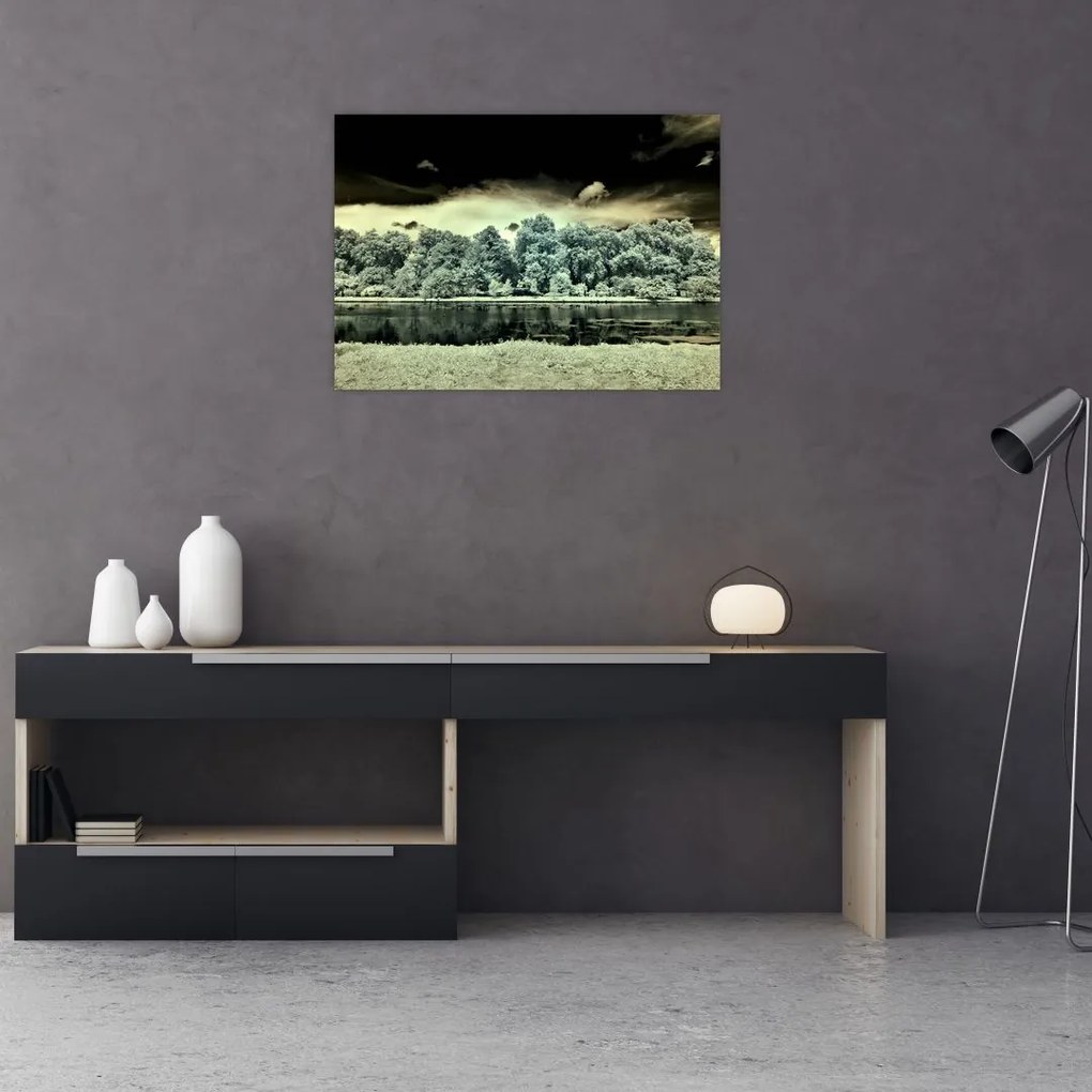 Tablou pe sticlă suprafeței de apă (70x50 cm)