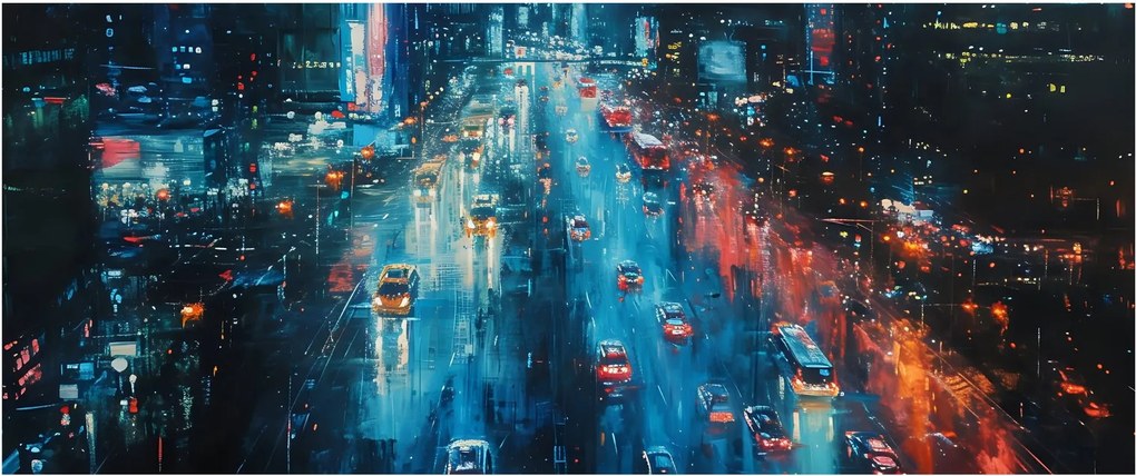 Tablou - Oraș mare, pictură în ulei (120x50 cm)
