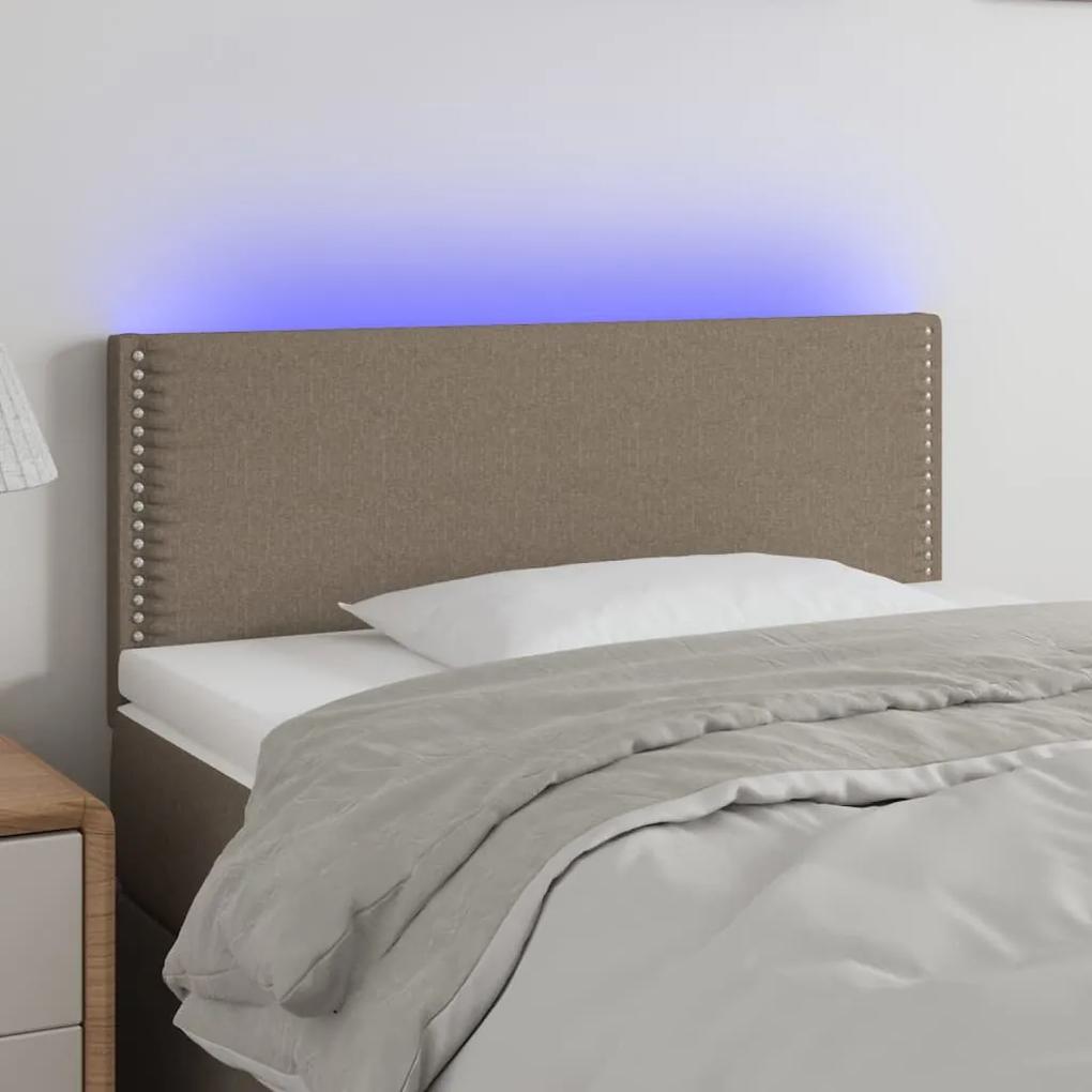 3121466 vidaXL Tăblie de pat cu LED, gri taupe, 100x5x78/88 cm, textil