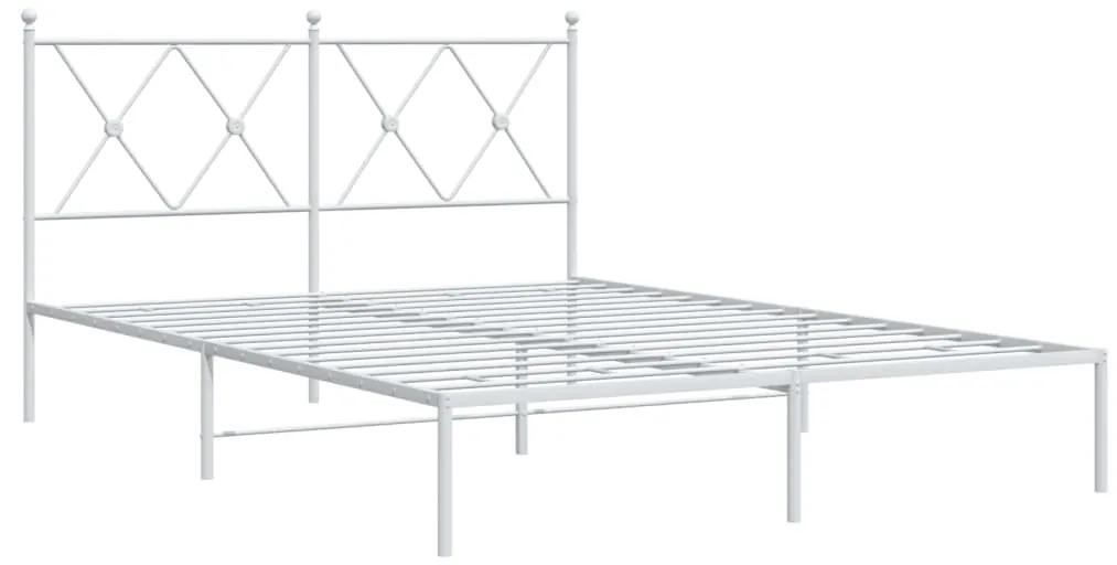 376552 vidaXL Cadru de pat metalic cu tăblie, alb, 140x200 cm