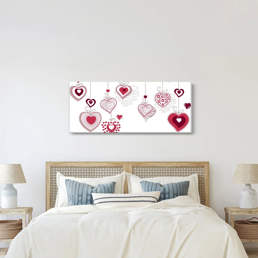 Tablou cu inimiore pictate (120x50 cm)