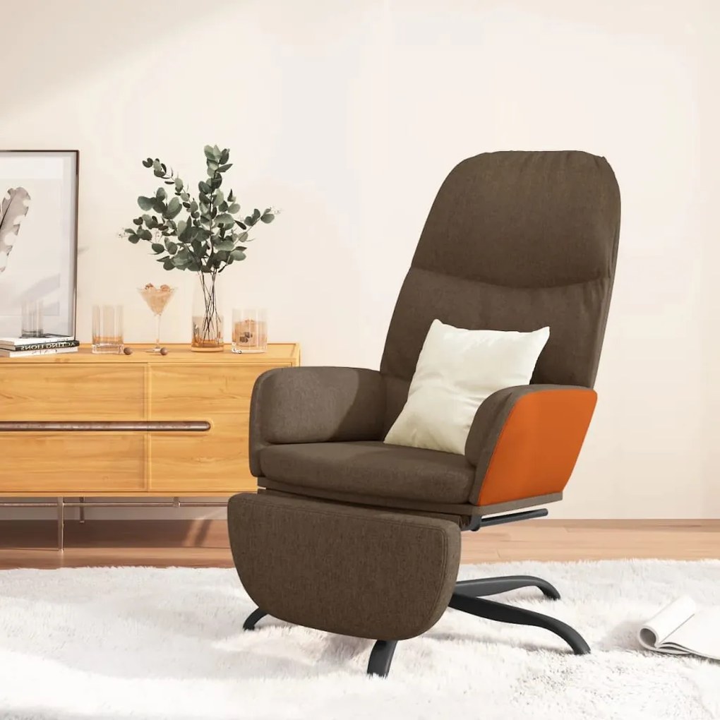 3097397 vidaXL Scaun de relaxare cu taburet, maro, material textil