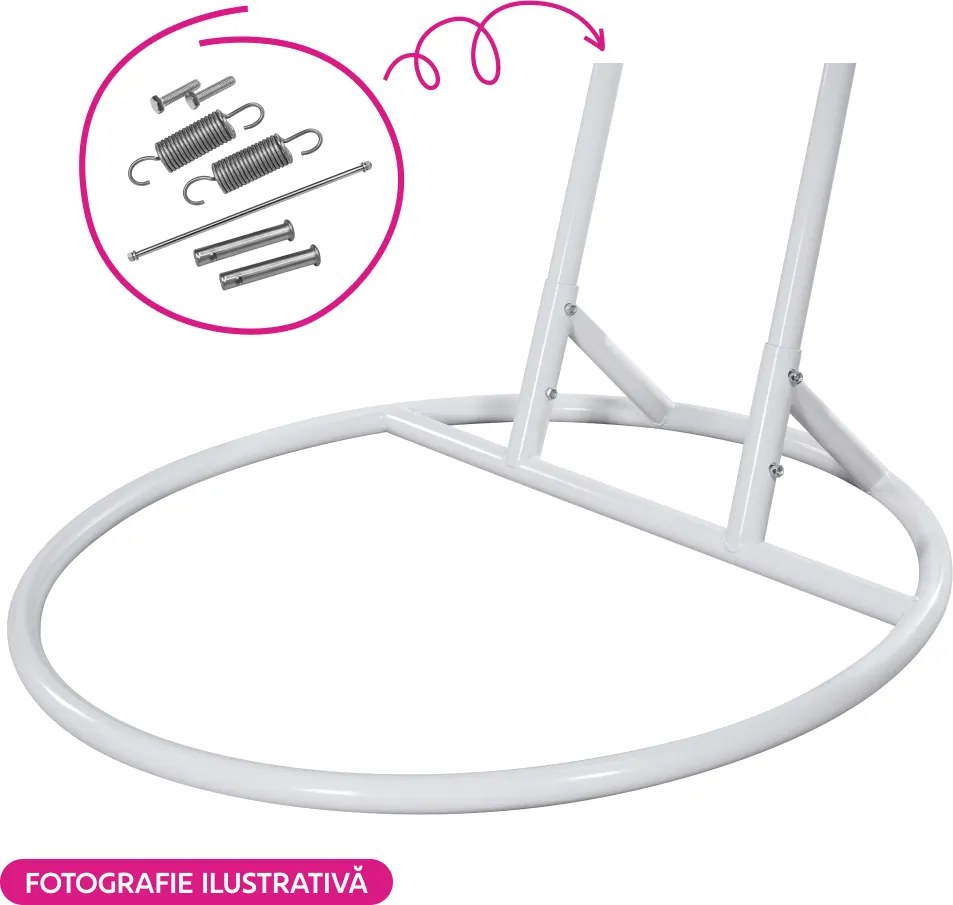 Fotoliu dublu suspendat, alb/model floral, DELIA
