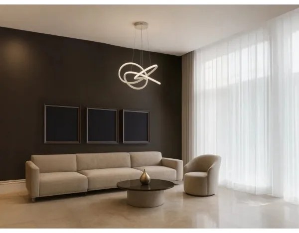 Lustră LED dimabilă, suspendată pe cablu, 95W, 230V, 3000-6500K, Ø57 cm + telecomandă