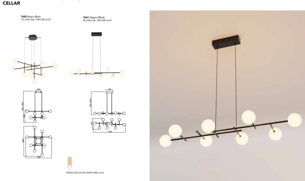 Lustra design Art Deco cu 8 surse de lumina CELLAR