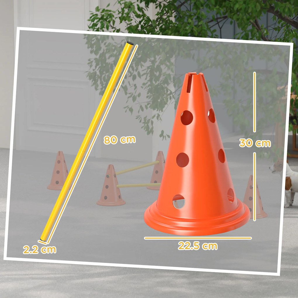 PawHut Set Agility pentru câini 3 piese echipament pentru antrenament set de obstacole cu 6 conuri 3 obstacole geantă | Aosom Romania