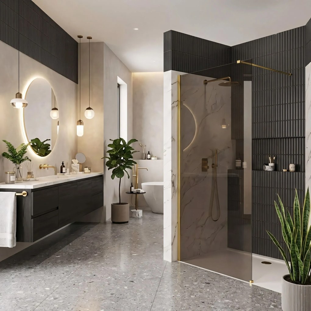 Paravan de dus Rea Flexi Brown / Gold 90