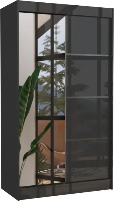 Dulap cu usi glisante si oglinda 120x215 cm, Gilton, ADRK Furniture (Culoare: Alb)