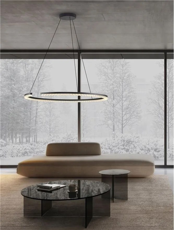 Lustra circulara aluminiu negru GREAMY D-85cm