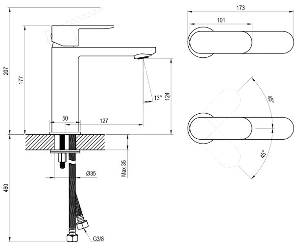 Ravak X070446 - Baterie pentru lavoar CHROME 17,7 cm crom lucios