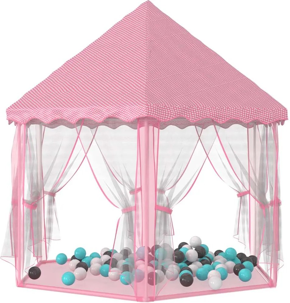 vidaXL Cort de joacă Princess cu 250 de bile, roz, 133x140 cm
