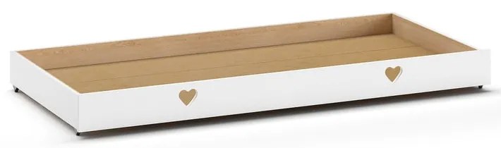 Pat pentru copii alb de tip casă/cu extensie suplimentară din lemn masiv de pin cu spațiu de depozitare 90x200 cm AMORI – Vipack