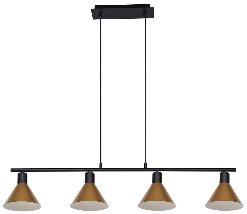Lustra suspendata 4L design modern Alvaro negru, auriu