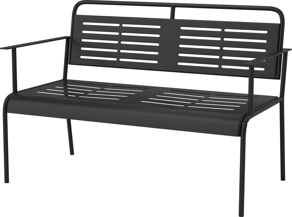 Outsunny -locuri bancă de grădină, rezistentă la intemperii bancă, rezistentă la apă mobilier de grădină cu spătar &amp; Armlehnen 121 x 64 x 84cm, Negru | Aosom Romania