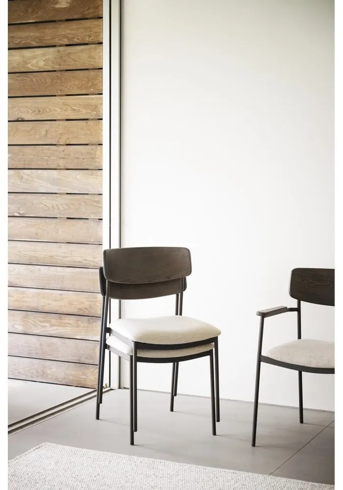 Scaune de dining crem/maro închis 2 buc. Maymont – Rowico