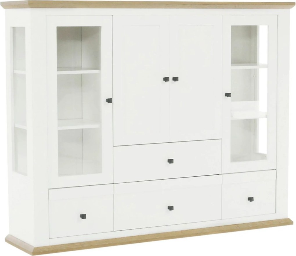 Vitrina LEON MZ6, alb/stejar deschis, PAL laminat, 165x40x130 cm