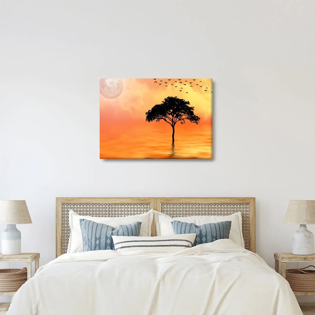 Tablou cu copac în apus de soare (70x50 cm)
