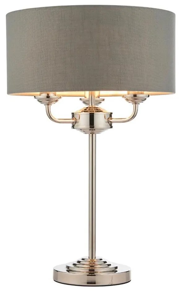 Lampă de masă Endon 99149 HIGHCLERE 3xE14/18W/230V gri/crom lucios