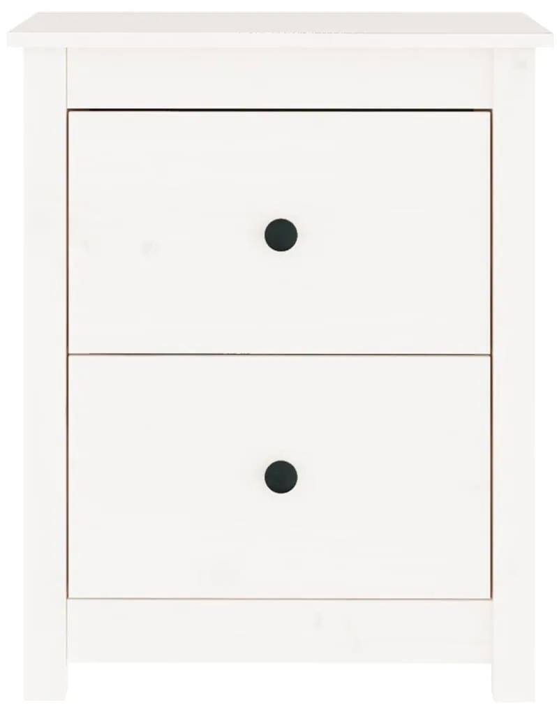 Noptiere, 2 buc., alb, 50x35x61,5 cm, lemn masiv de pin 2, Alb