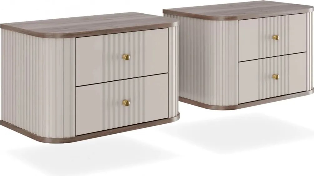 Set noptiere Vesper 56 cm de perete - cașmir / nuc / mânere aurii