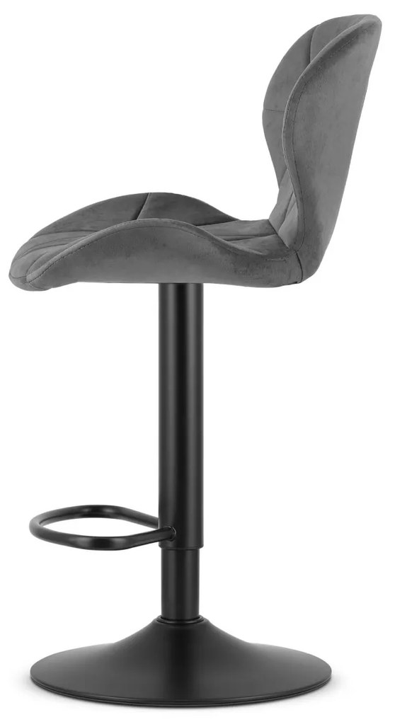 Scaun de bar cu picior negru WEST VELVET, gri