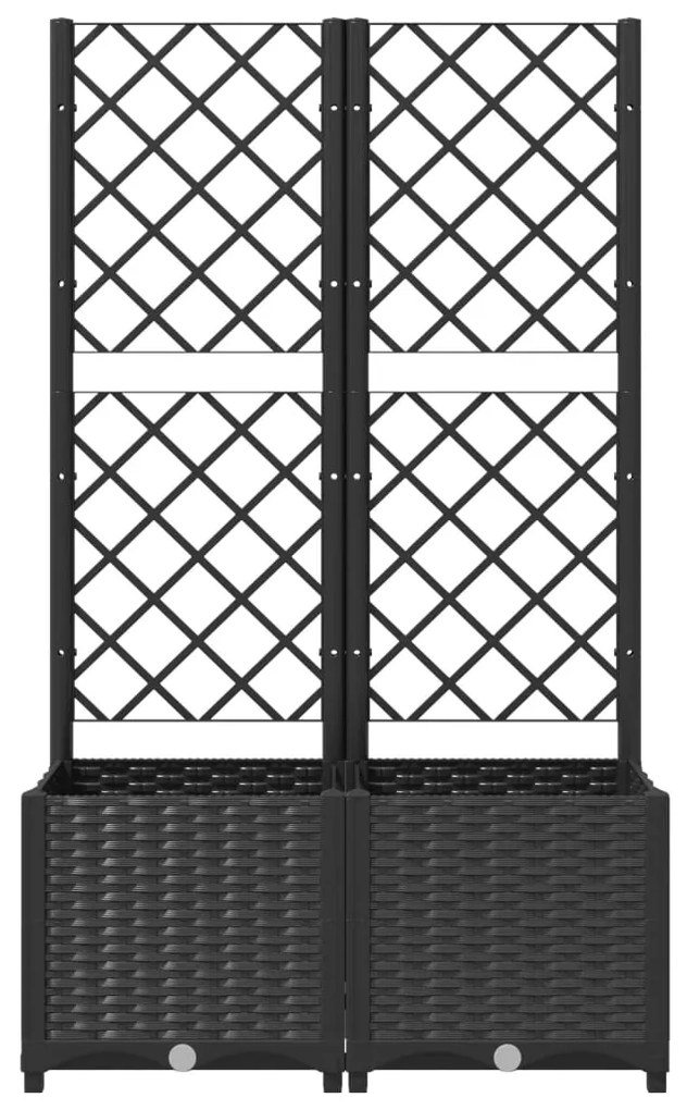 Jardiniera de gradina cu spalier negru, 80x40x136 cm, PP