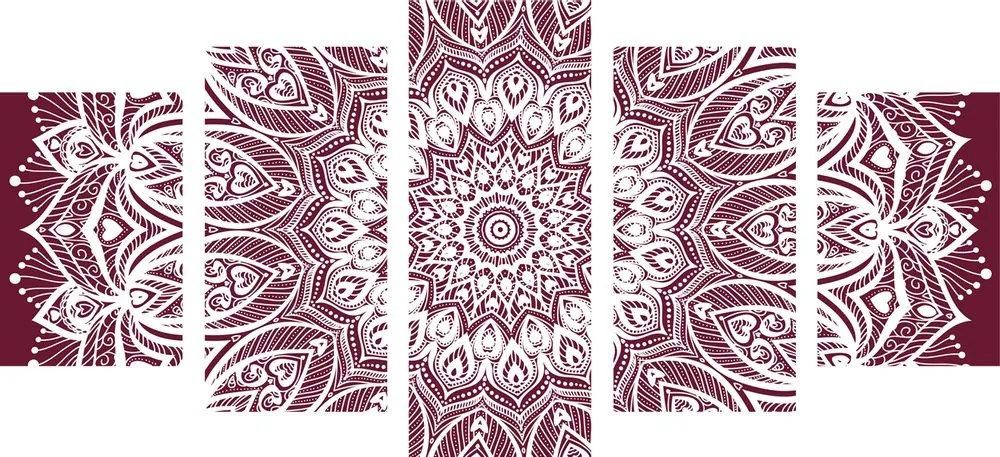 Tablou 5-piese Mandala armonie pe un fundal roz