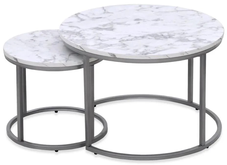 SET 2x măsuță de cafea PAOLA d. 38/60 cm gri/decor marmorat