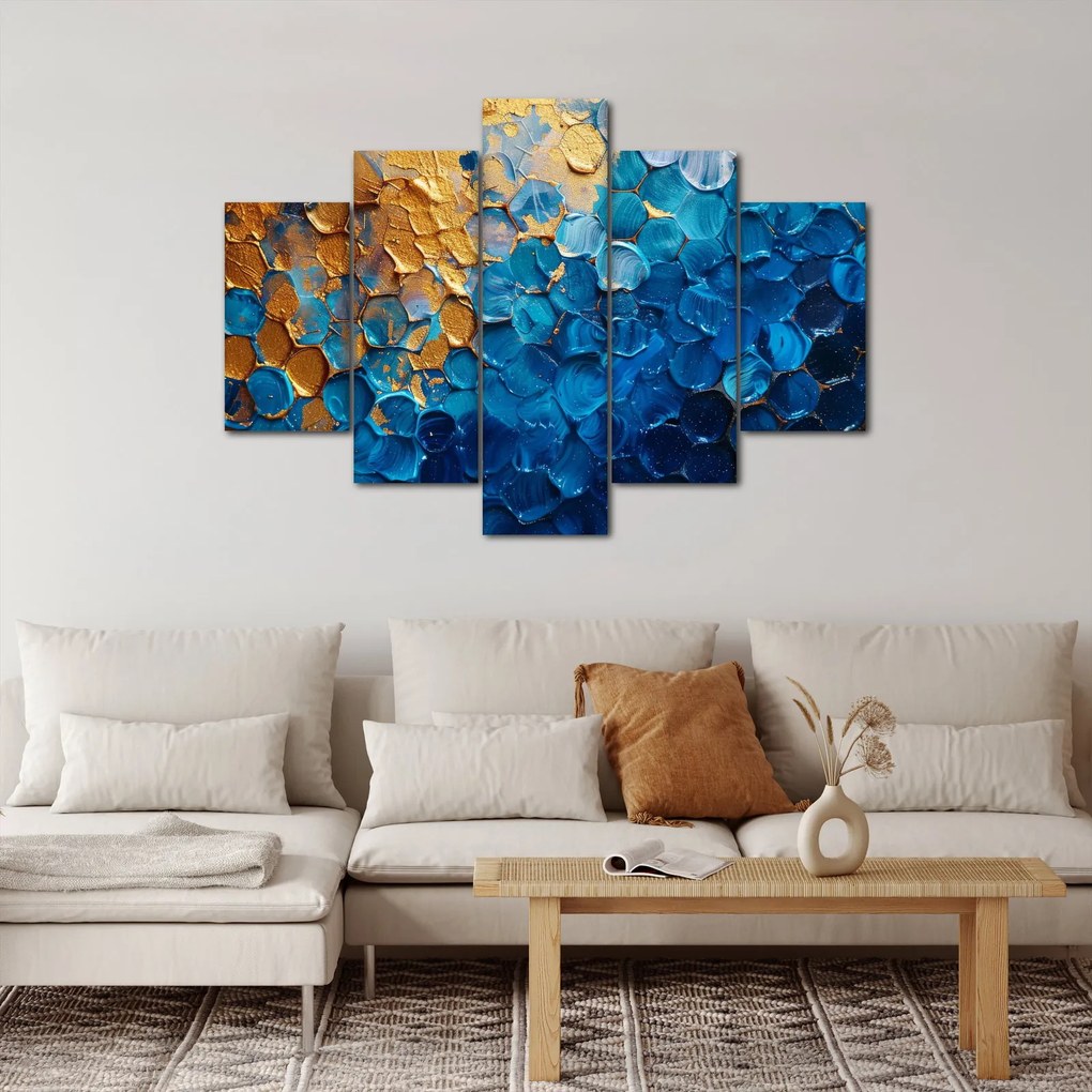 Tablou - Pictura albastru-auriu (150x105 cm)