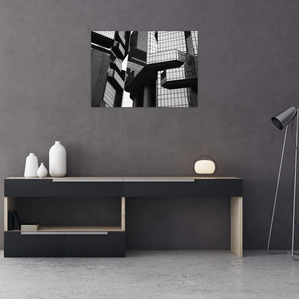 Tablou pe sticlă - Cladiri de sticlă (70x50 cm)