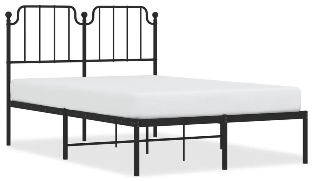 373885 vidaXL Cadru de pat metalic cu tăblie, negru, 120x200 cm