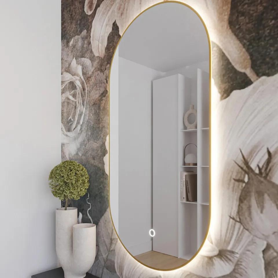 Oglinda ovala, iluminata, fara rama, 50x100x4 cm, Micedi, Eltap