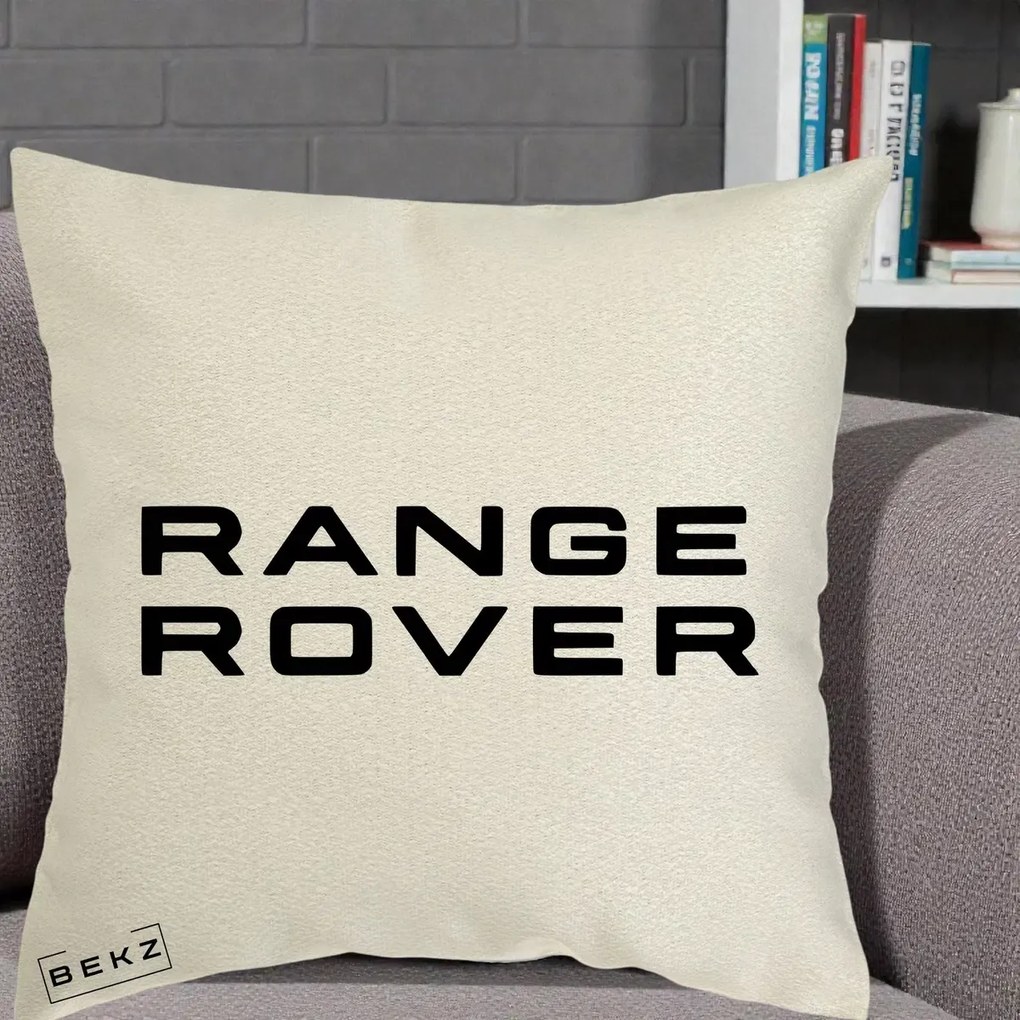 Perna Personalizata cu emblema Range Rover, 40x40 cm, Ecru, Husa Detasabila, Perna Inclusa, BEKZ®