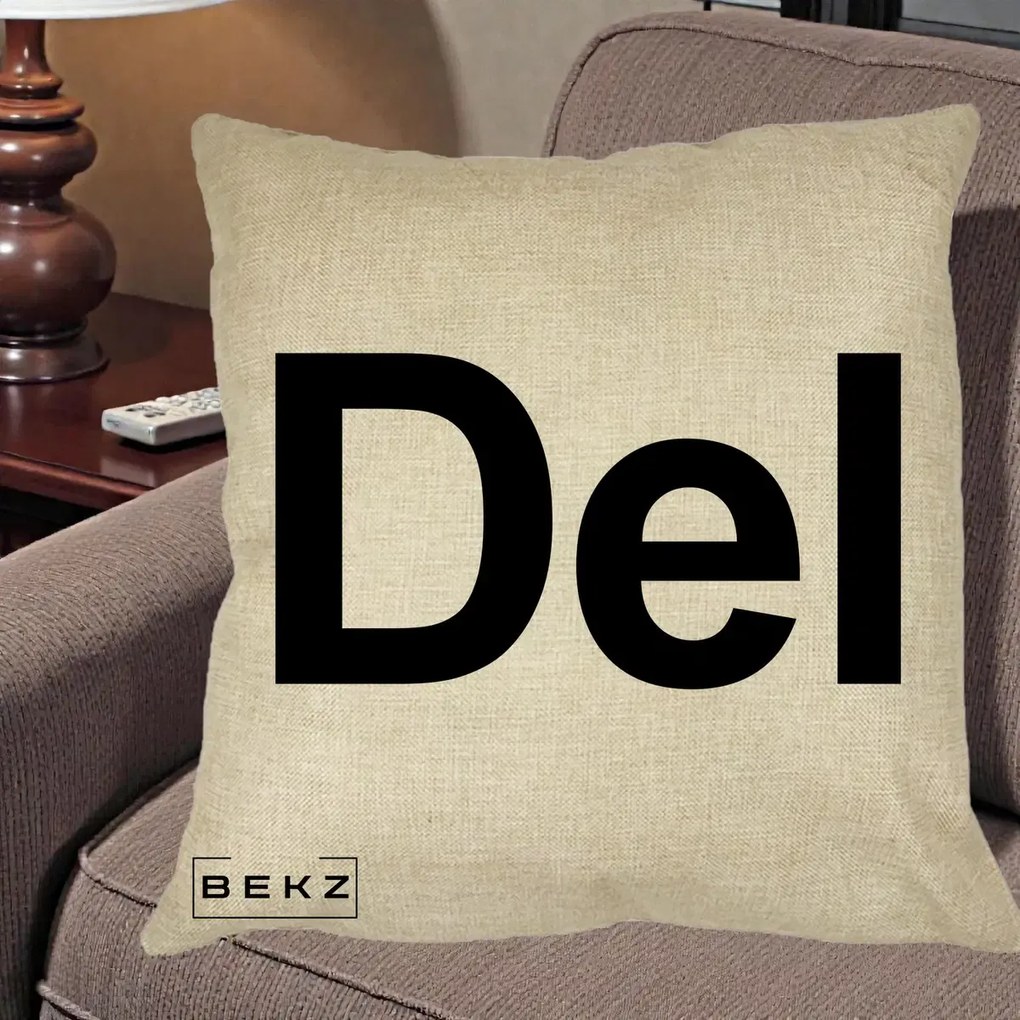 Perna Personalizata Tasta Del Tipografie Bold, 40x40 cm, Crem, Husa Detasabila, Perna Inclusa, BEKZ®